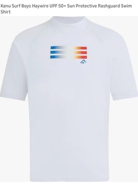 Kanu Surf White Rashguard with Blue-to-Red Gradient Stripe